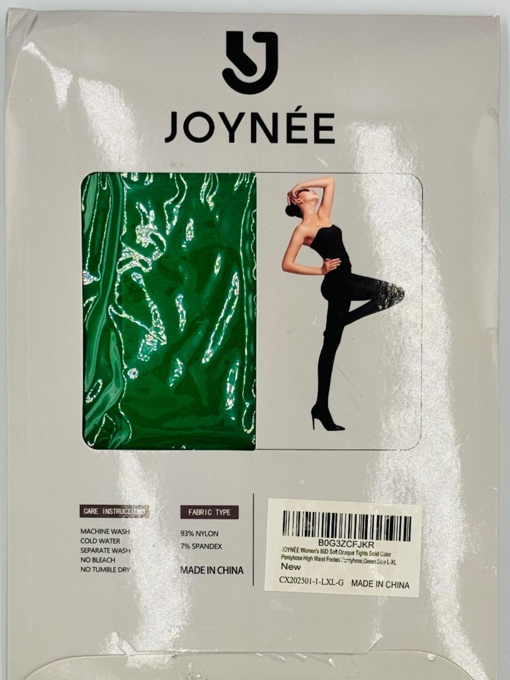 Joynee 80 Denier Tights Womens L/XL Green Opaque High Waist Pantyhose New